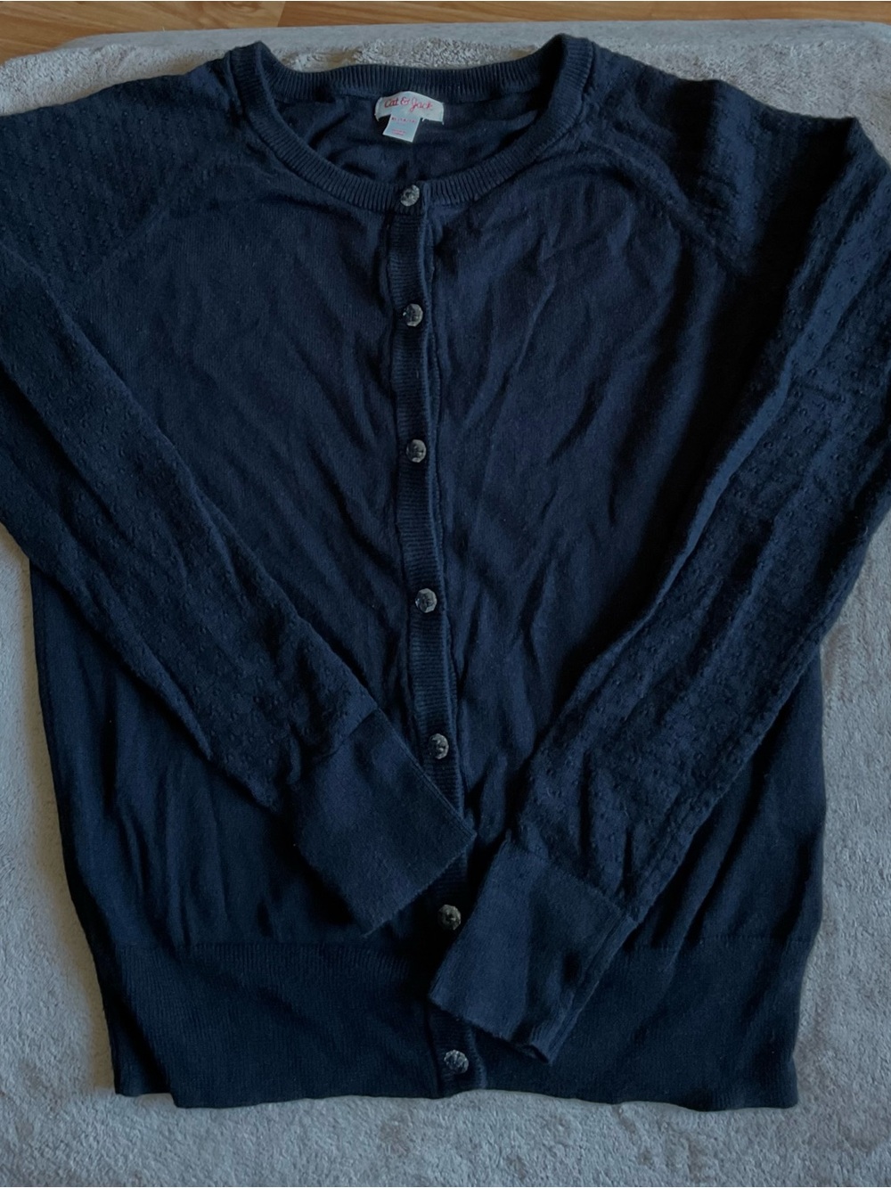 Cat & Jack Black Button-Front Cardigan Sweater XL 14-16